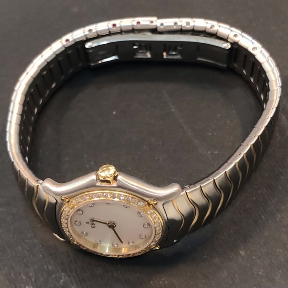 EBEL Wave Diamond 2 Tone Bracelet 18K YG/SS Watch - Picture 12 of 16